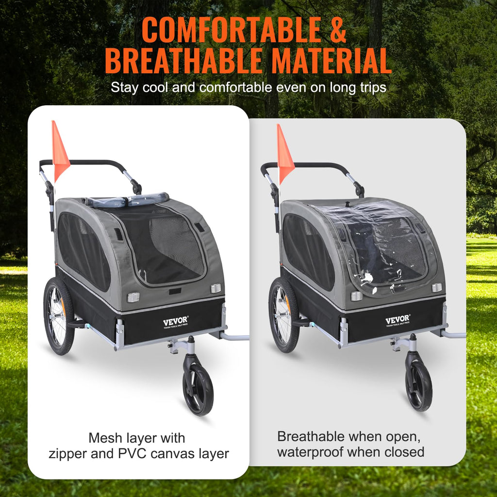 Dog Bike Trailer 2-in-1 Pet Stroller Bicycle Carrier U936