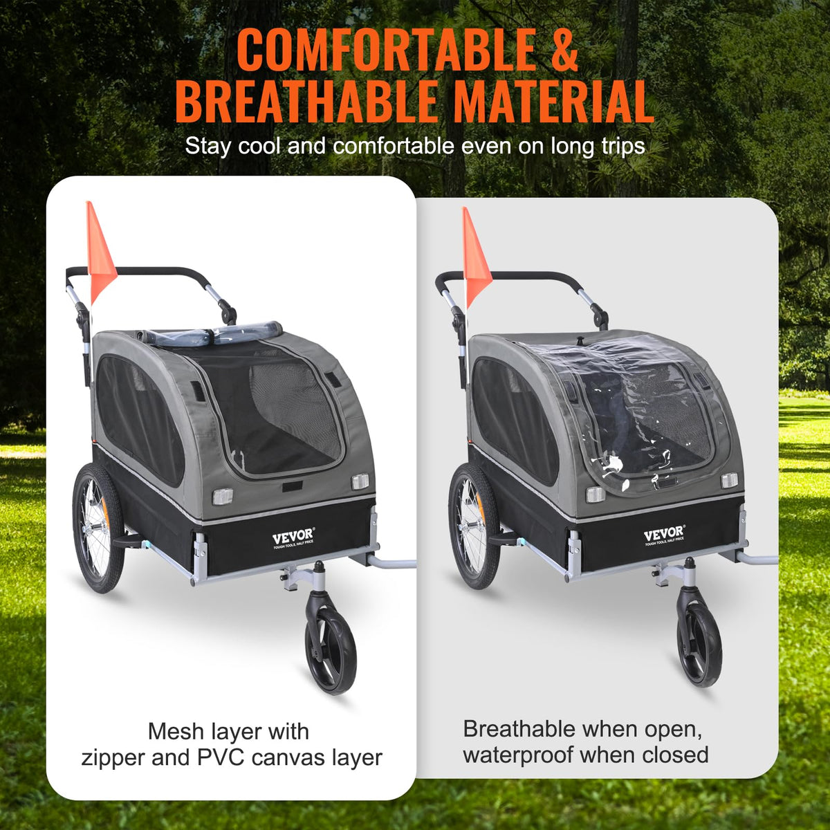 Dog Bike Trailer 2-in-1 Pet Stroller Bicycle Carrier U936