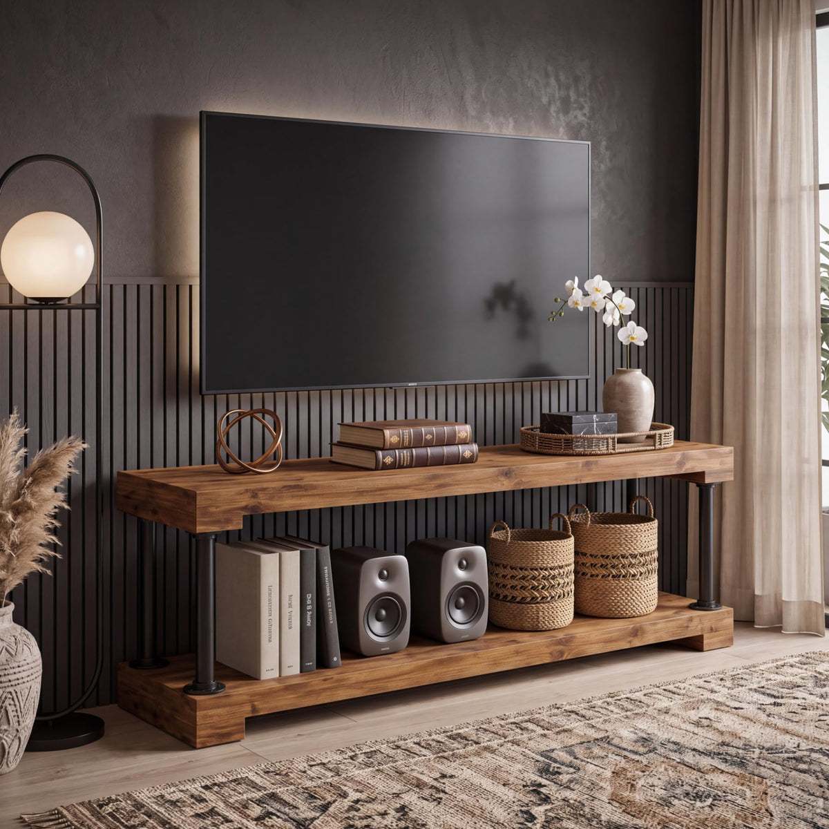 Solid Wood TV Stand for 75-Inch TV T5743