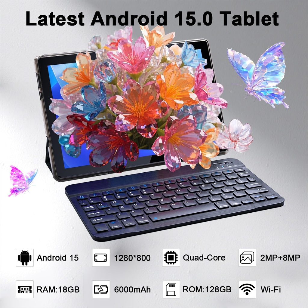 Android 15 10 Inch 18GB RAM 128GB ROM Tablet with Keyboard Case Mouse Stylus P94912