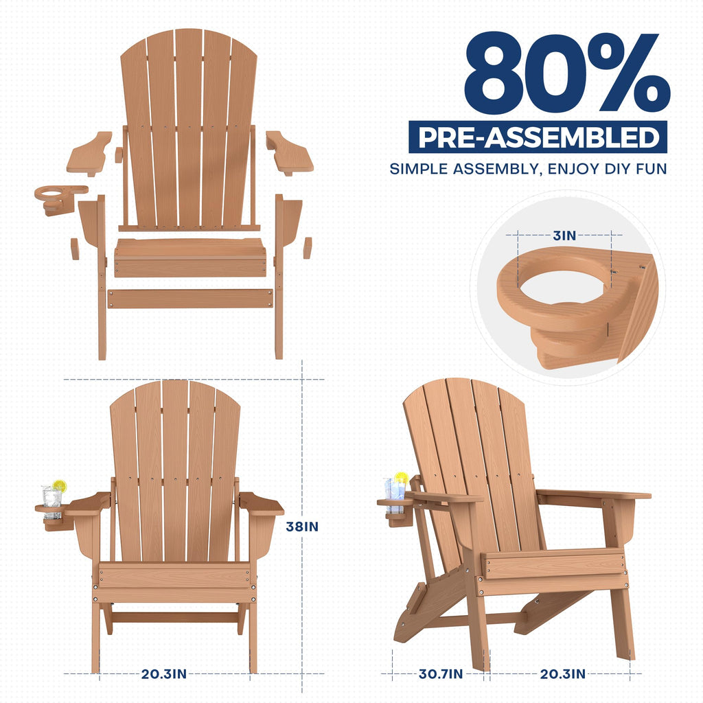 Adirondack Chair Set of 2 with Cup Holders & Table K6369