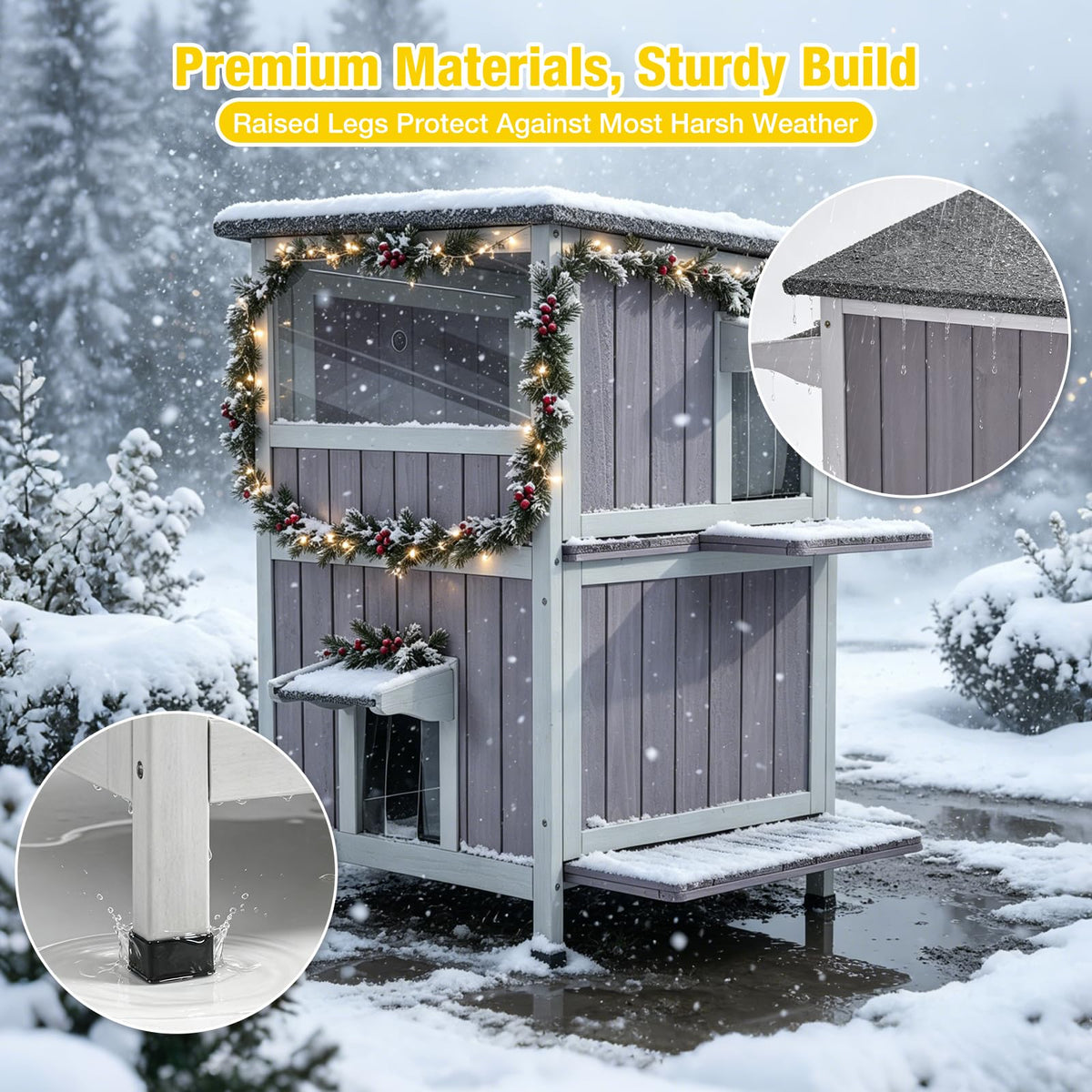2-Story Heated Waterproof Cat House O5373