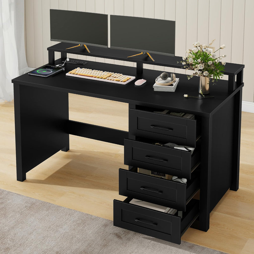 47" Farmhouse Executive Desk with 4 Drawers B9903
