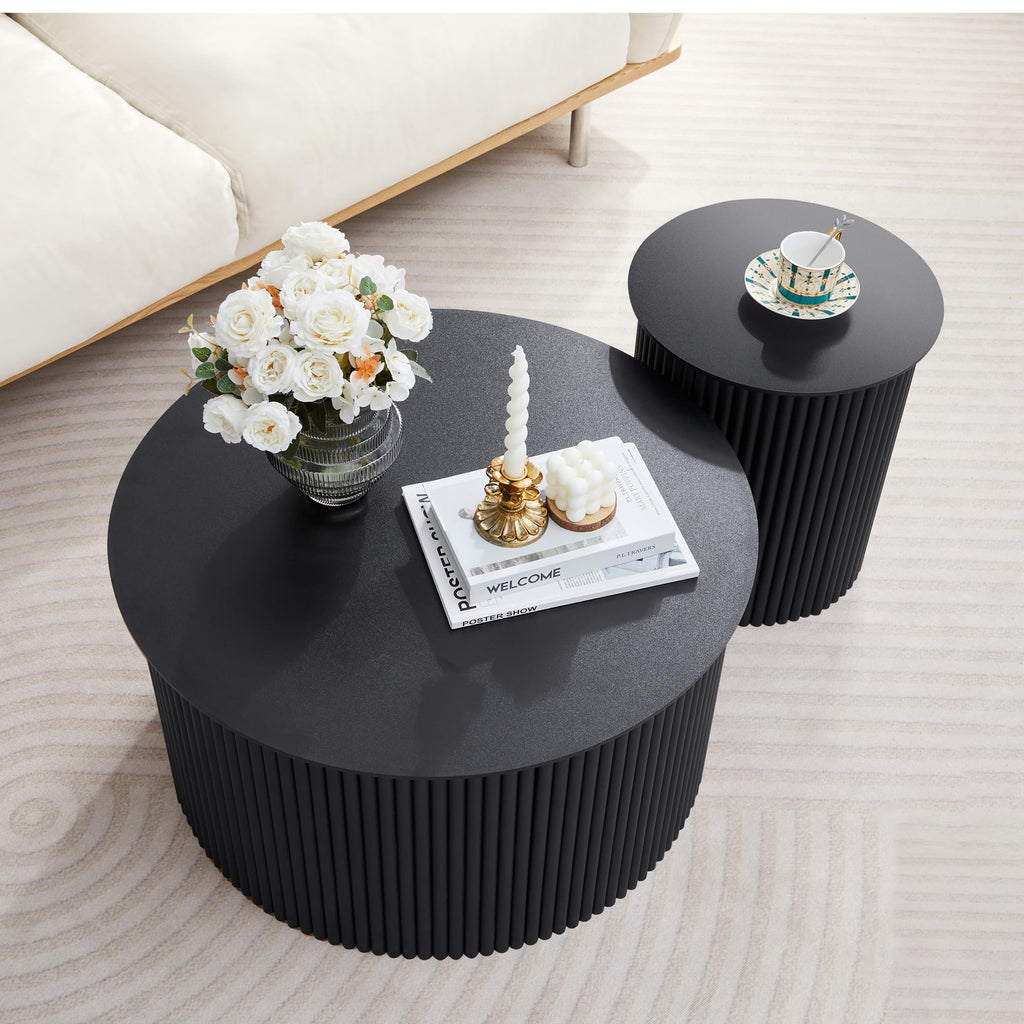 Fluted Round Nesting Coffee Table Set of 2 D5113