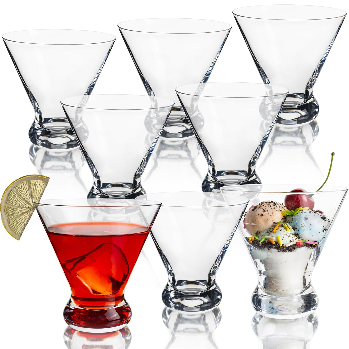 8 oz Stemless Martini Glasses Set of 8 H6210