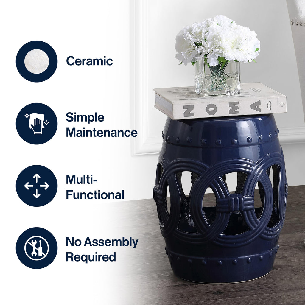 Navy Ceramic Garden Stool Side Table S14443