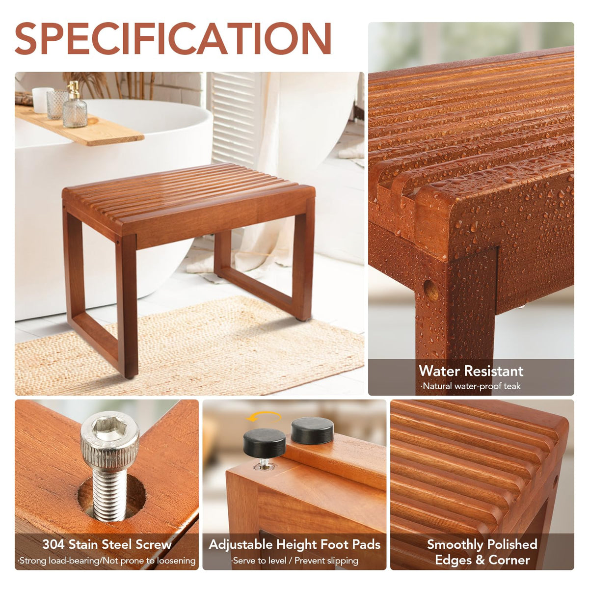 Teak Shower Bench H2560
