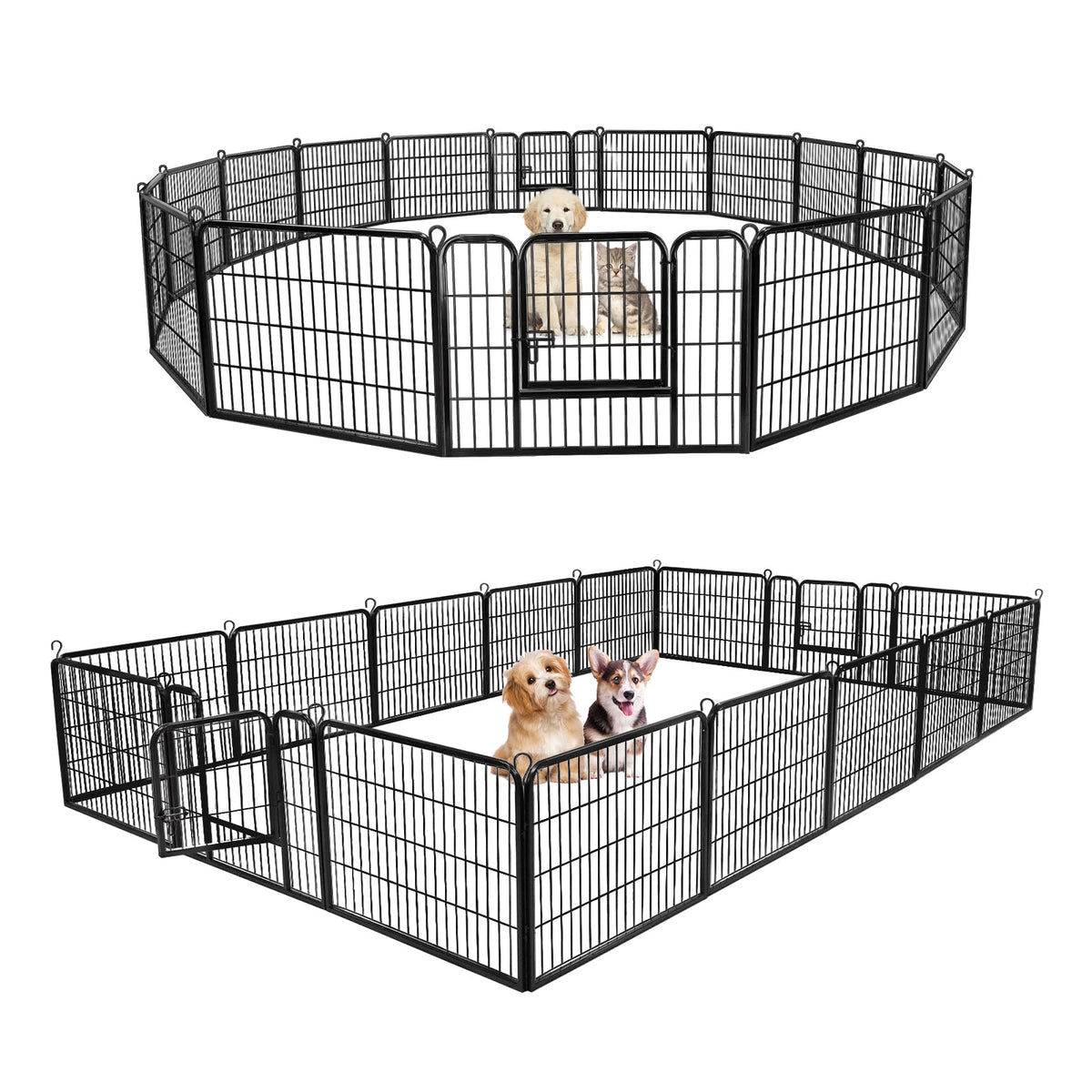 24 Inch 16 Panels Metal Dog Playpen H1546