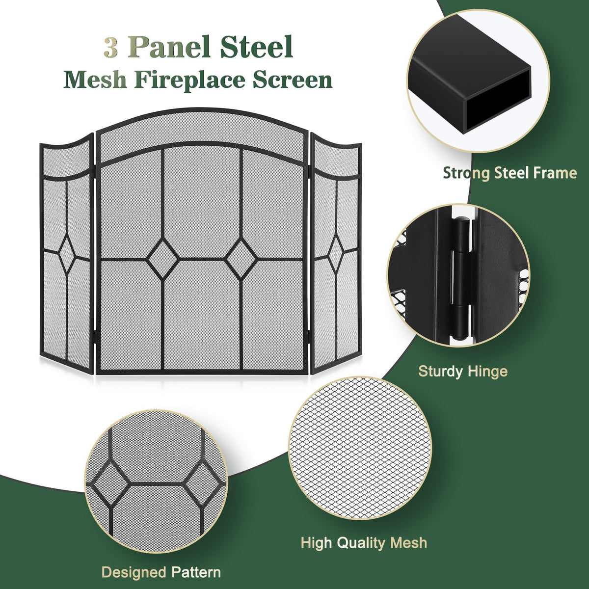 Fireplace Screen 3 Panel 48" x 30" Q656528
