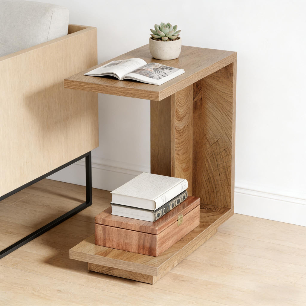 C-Shaped Side Table with Hidden Storage O692584