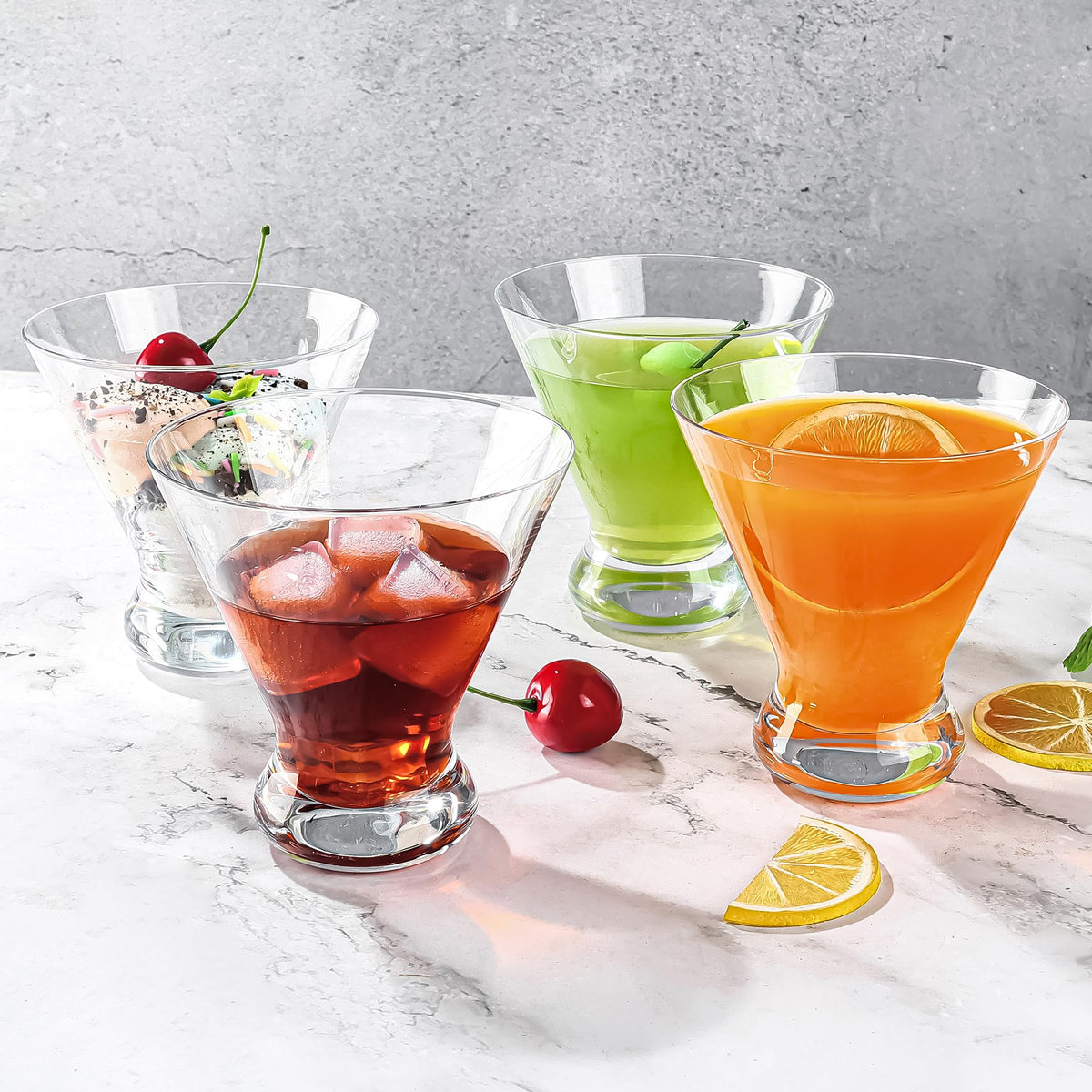 8 oz Stemless Martini Glasses Set of 8 H6210
