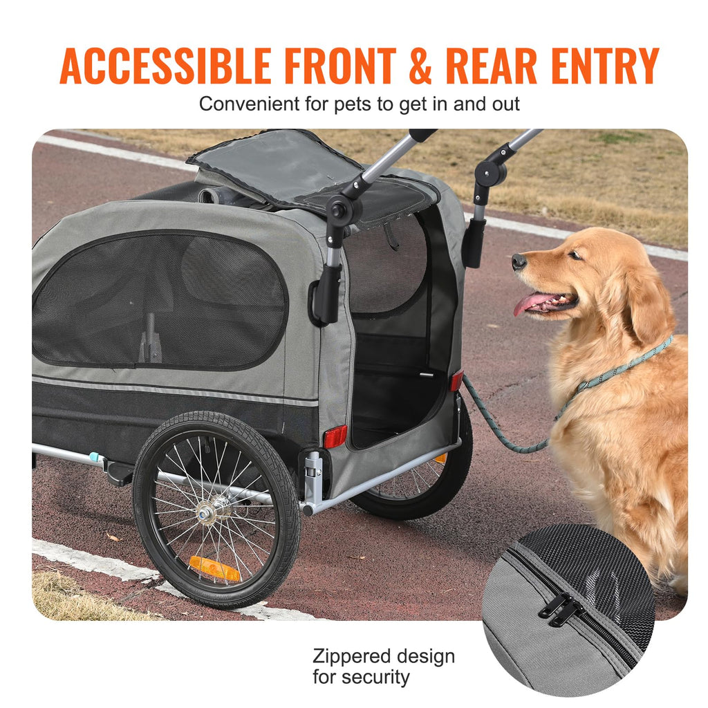Dog Bike Trailer 2-in-1 Pet Stroller Bicycle Carrier U936