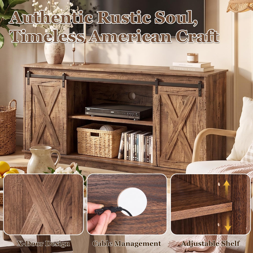 65 Inch Rustic Brown Farmhouse TV Stand M367