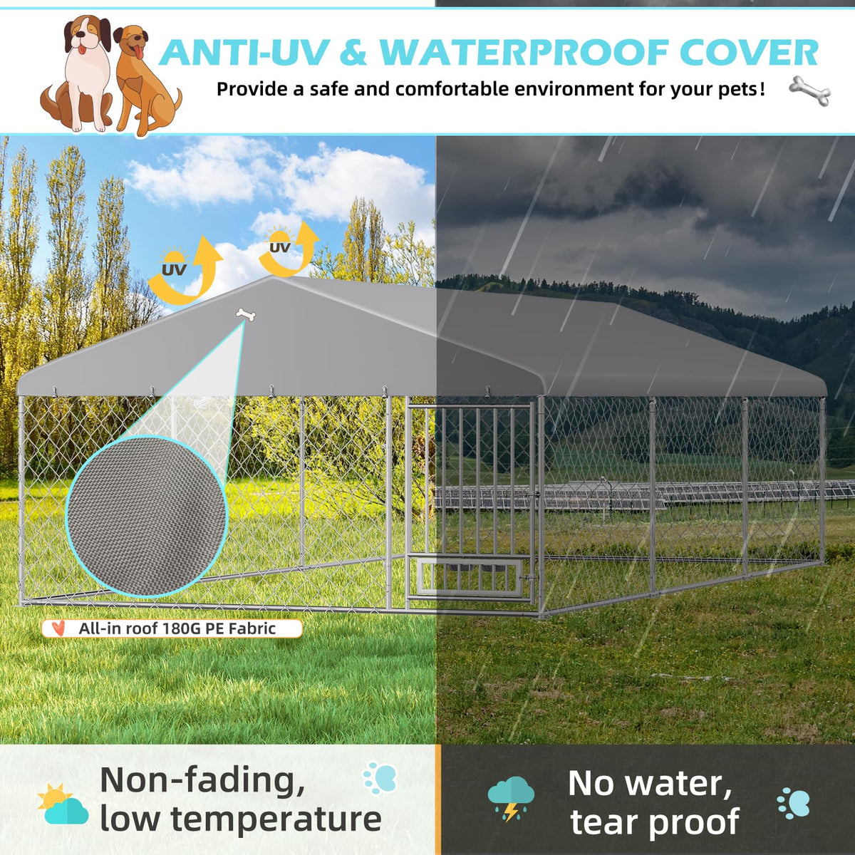 20'x10' Outdoor Dog Kennel with Roof C699936