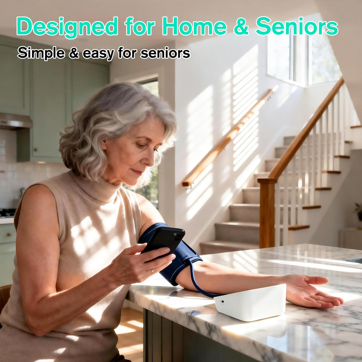 Upper Arm Blood Pressure Monitor with Large LCD Display and Wide Cuff D338