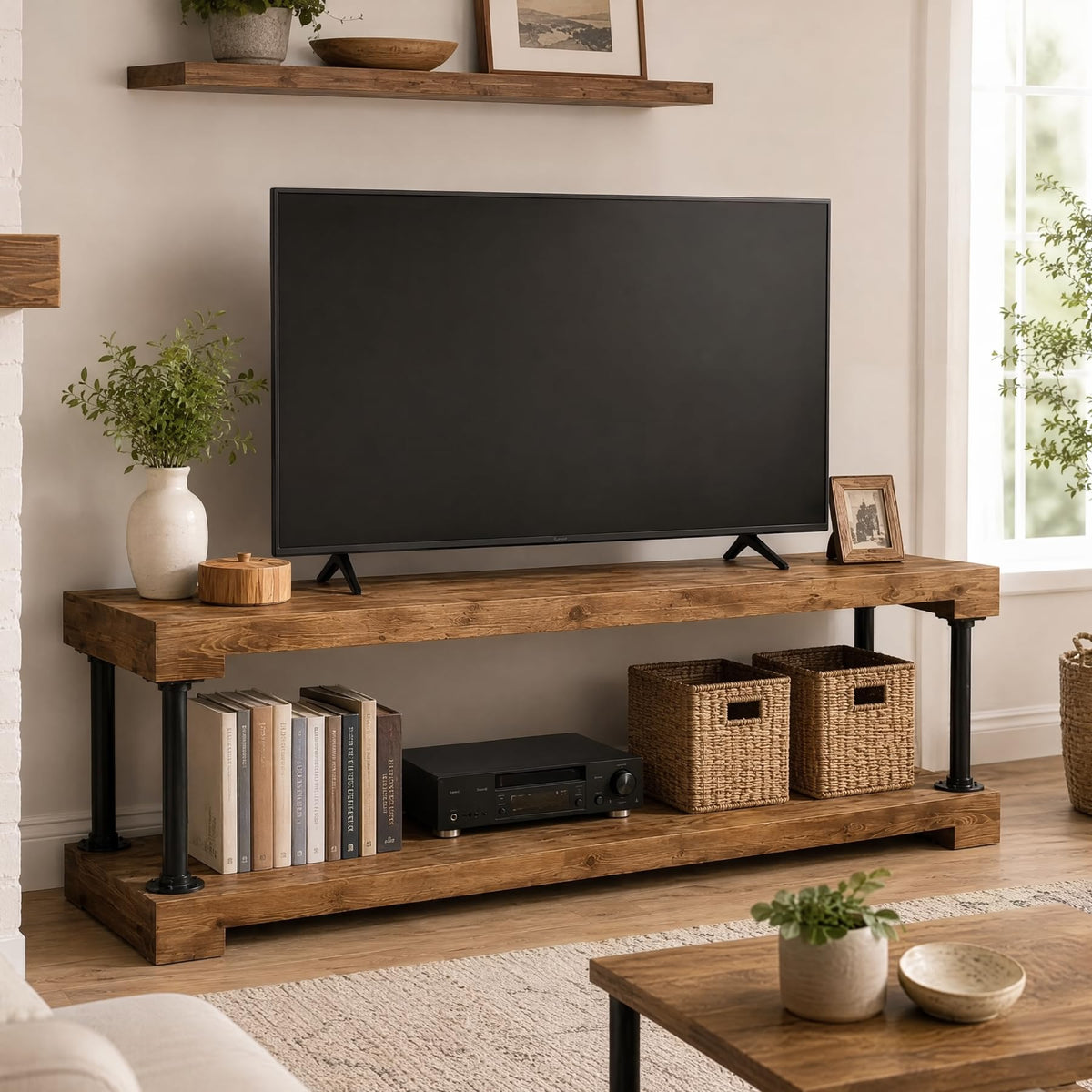 Solid Wood TV Stand for 75-Inch TV T5743