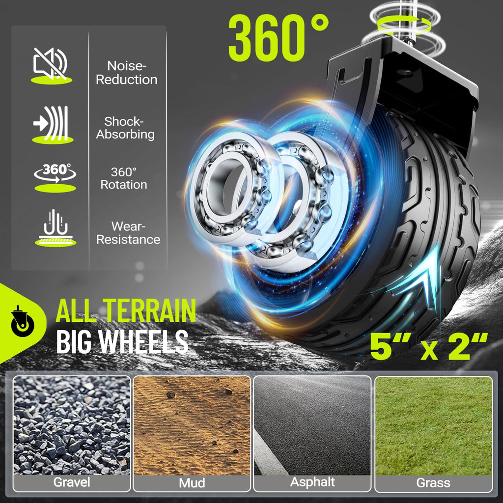34'' Extra Long Folding Wagon Wide Wheels 120L 360LBS Black Y2168
