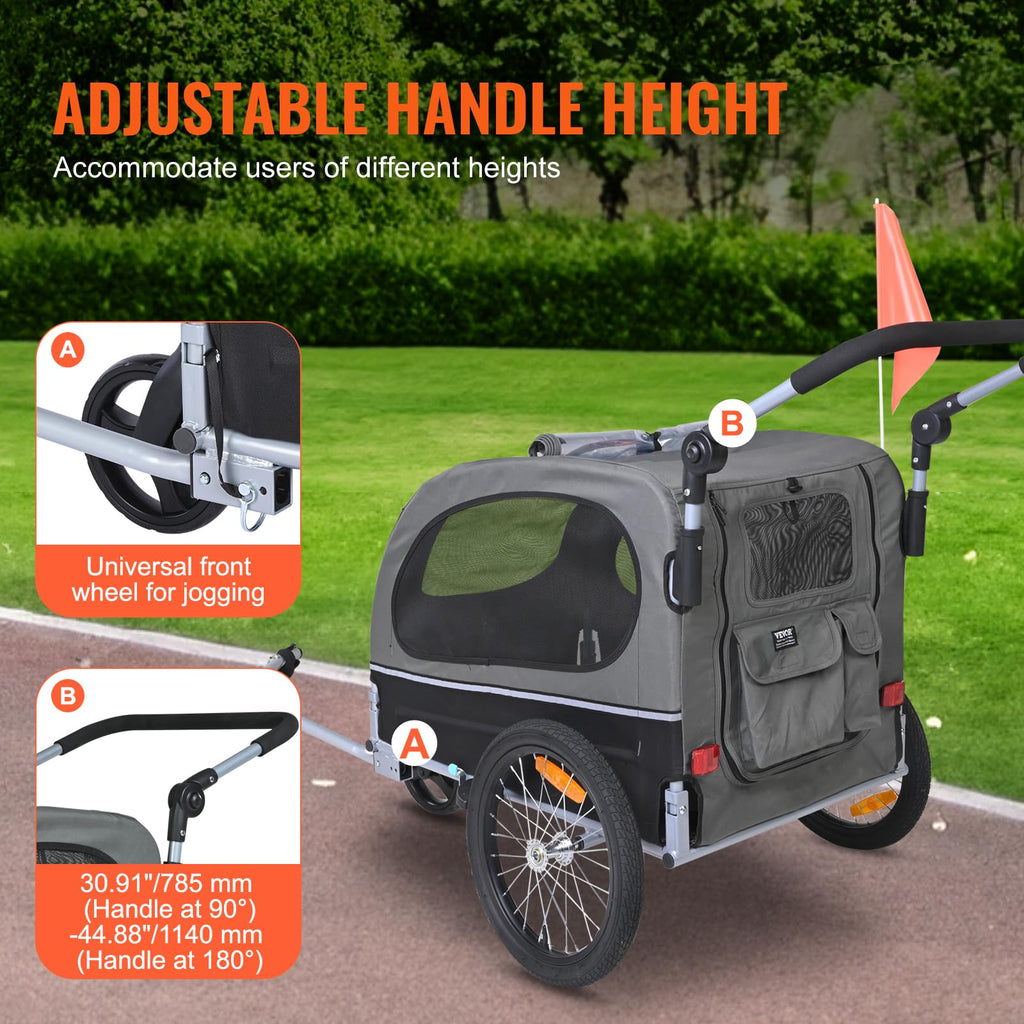 Dog Bike Trailer 2-in-1 Pet Stroller Bicycle Carrier U936