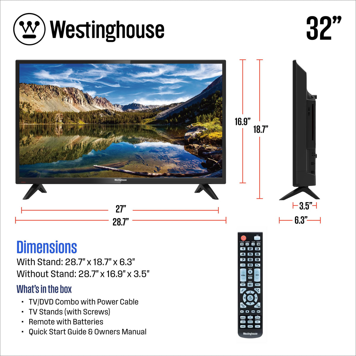 32 Inch HD LED Flat Screen TV with Built in DVD Player G446