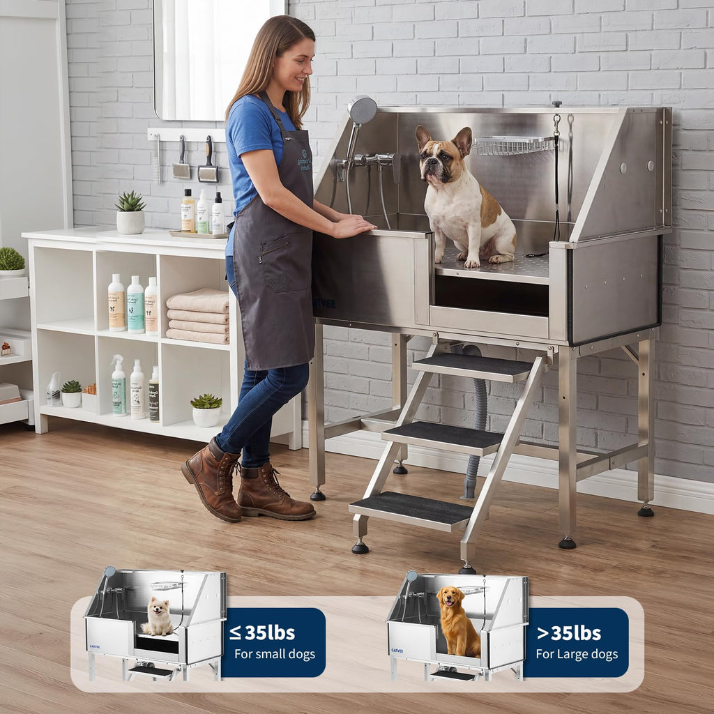 46 Inch Stainless Steel Dog Washing Station with Access Stairs K217423