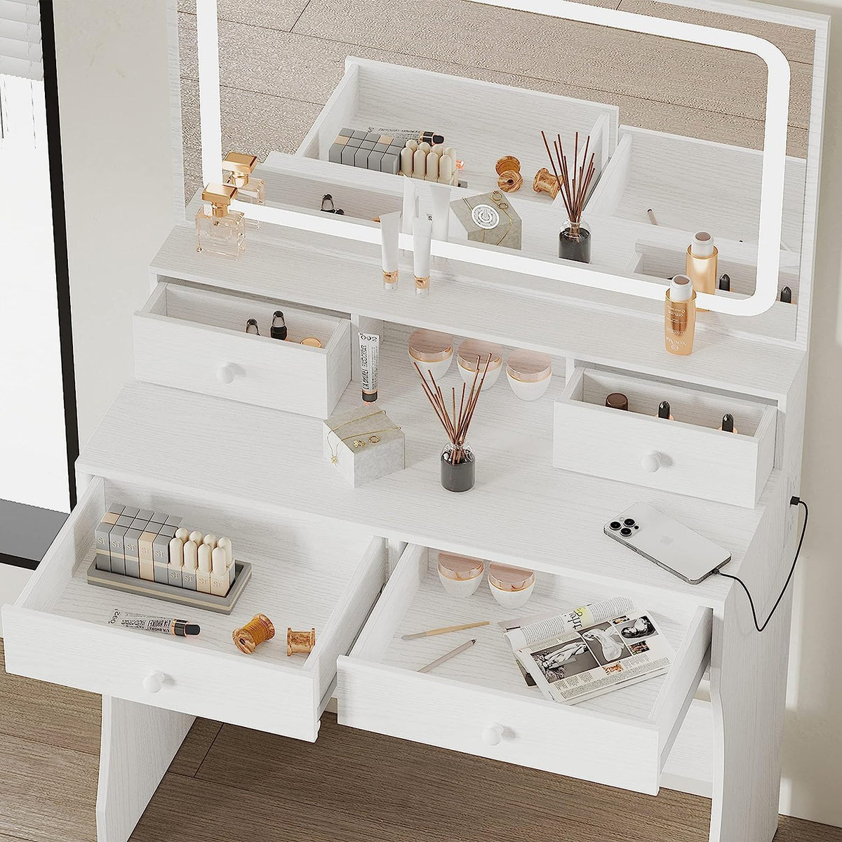Vanity Desk with Charging Station Y75972