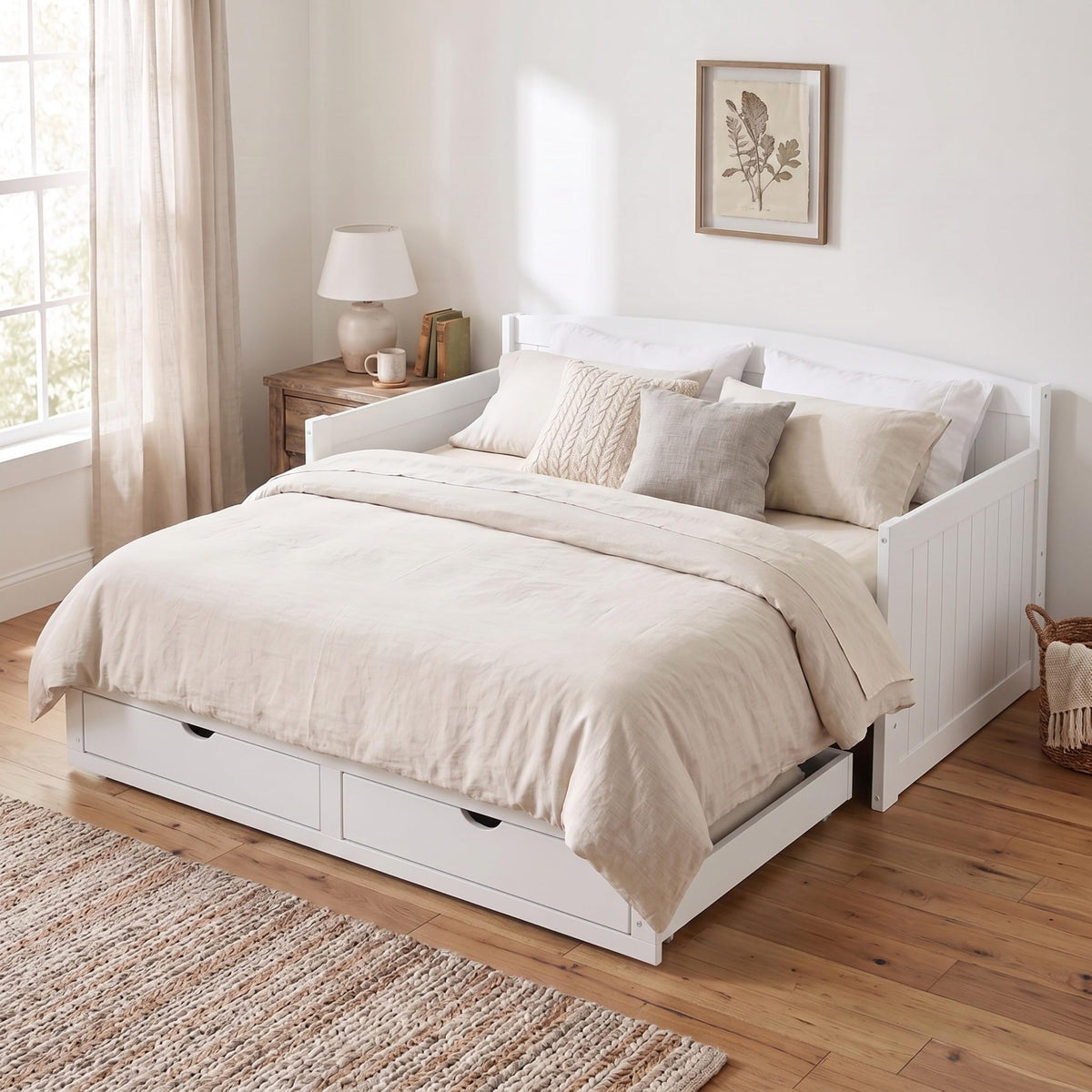 White Extendable Daybed with Trundle G183615