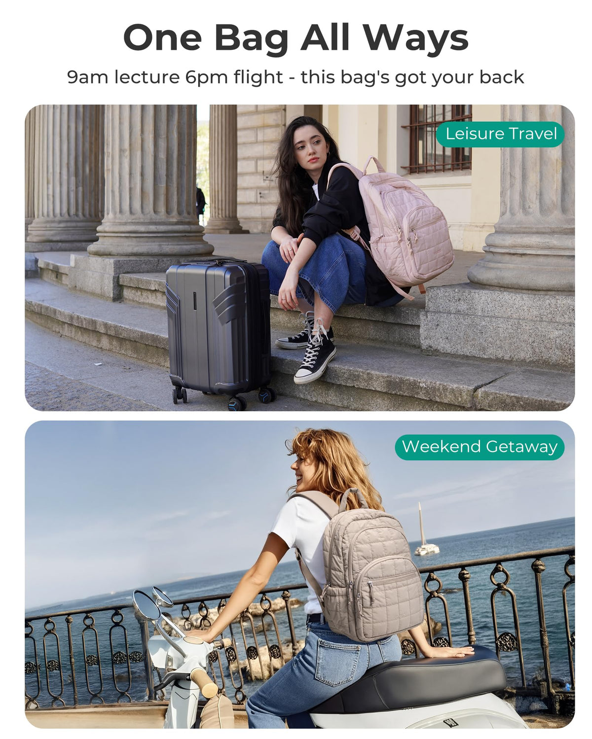 Black 15.6" Laptop Travel Backpack V748