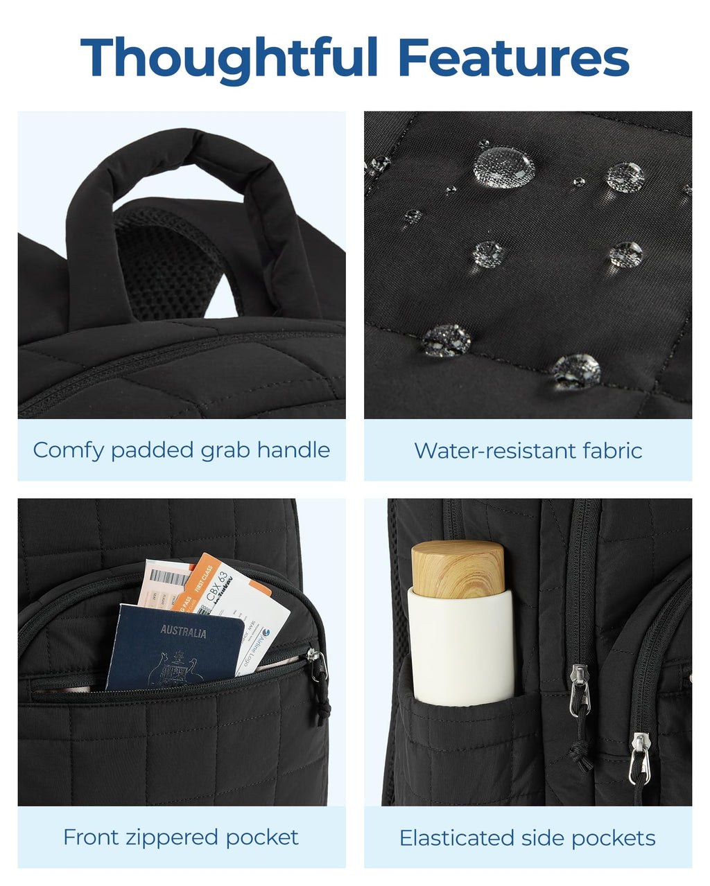 Black 15.6" Laptop Travel Backpack V748