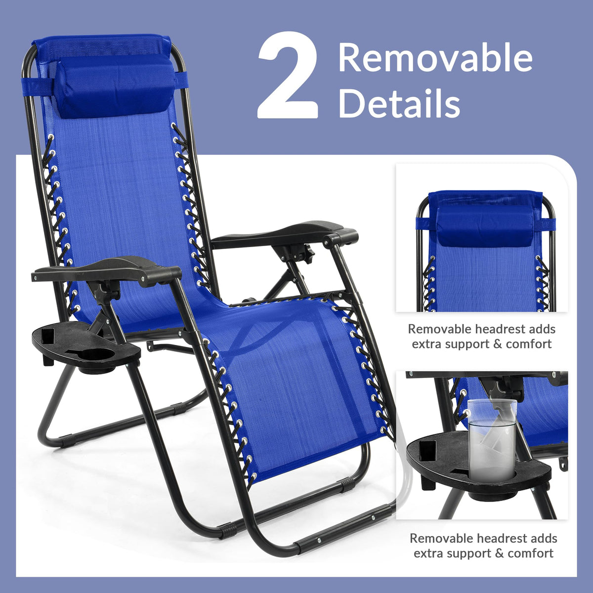 Zero Gravity Chair Set of 2 with Cup Holder Blue K786570