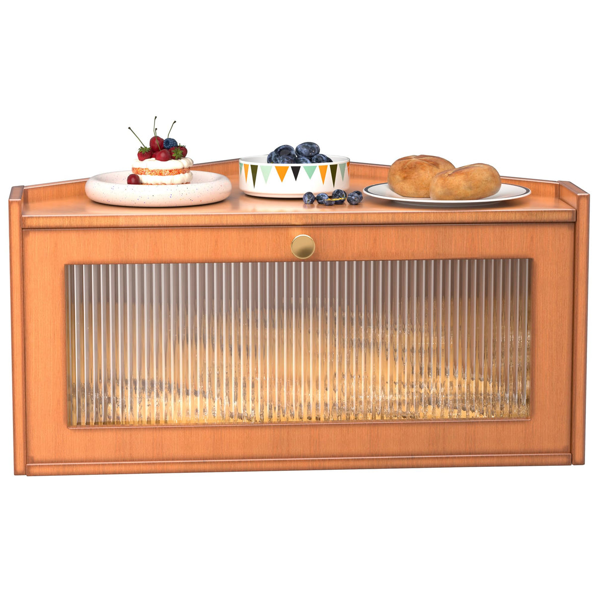 Bamboo Wooden Bread Box with Acrylic Window X379485