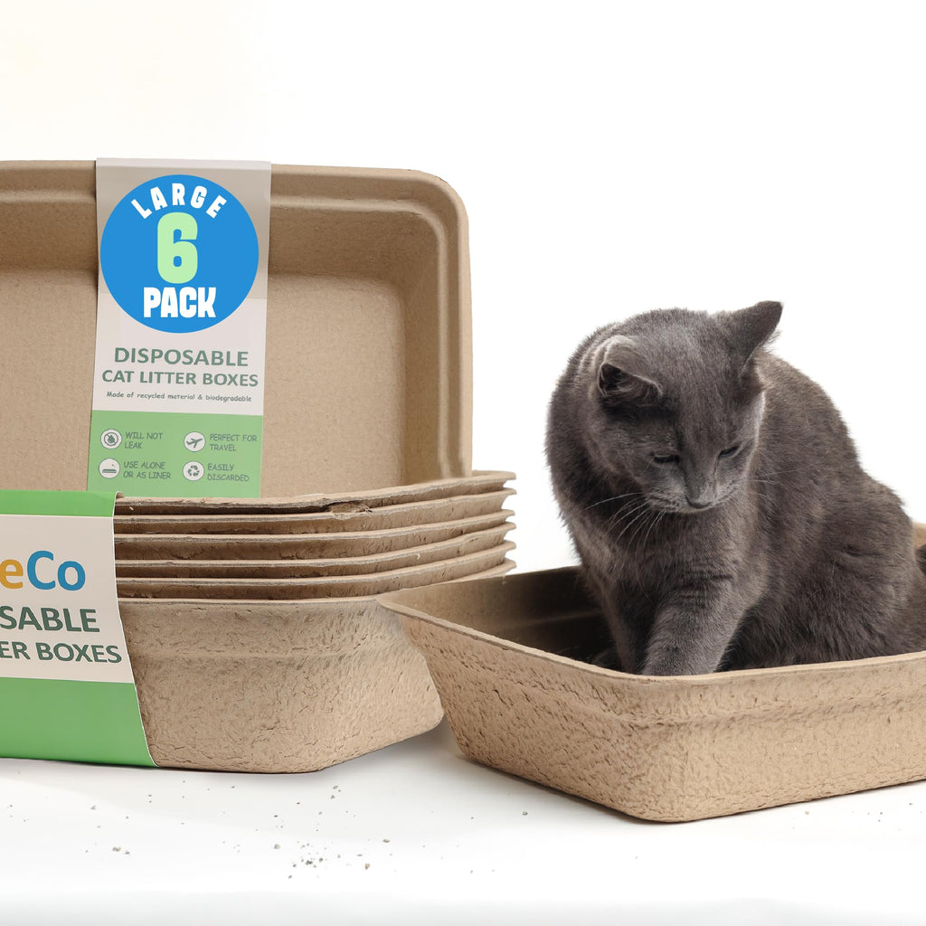Large 6 Pack Leak Resistant Disposable Cat Litter Boxes D32647