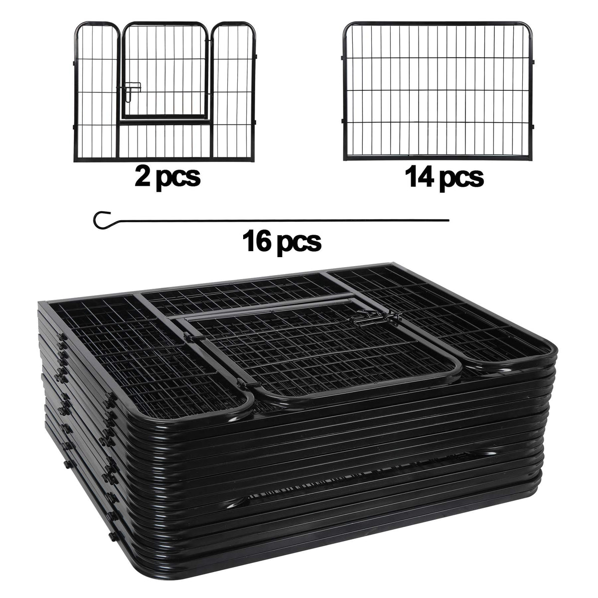 24 Inch 16 Panels Metal Dog Playpen H1546