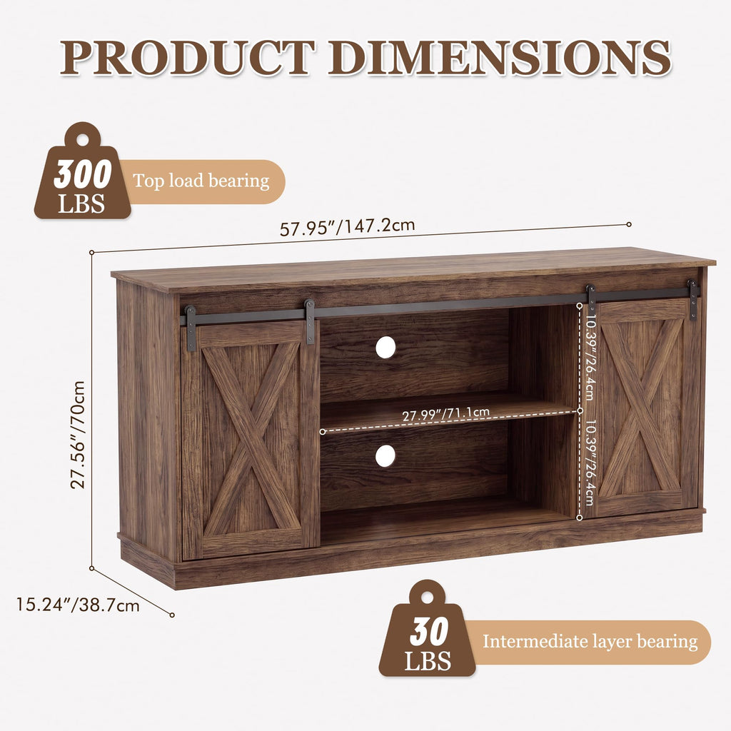 65 Inch Rustic Brown Farmhouse TV Stand M367