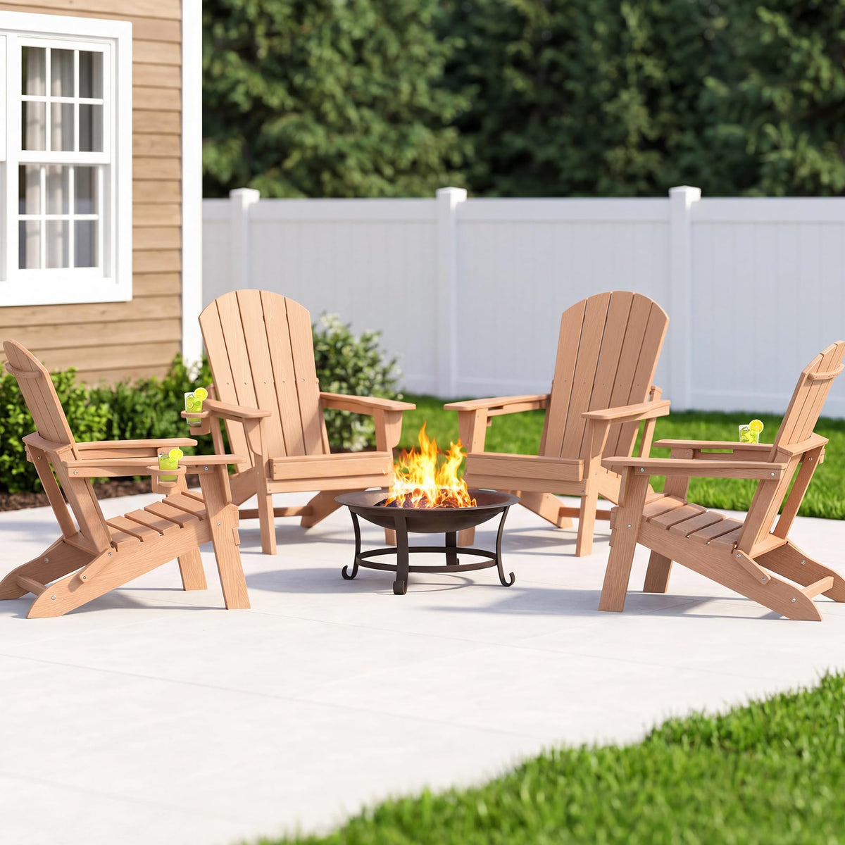 Adirondack Chair Set of 2 with Cup Holders & Table K6369
