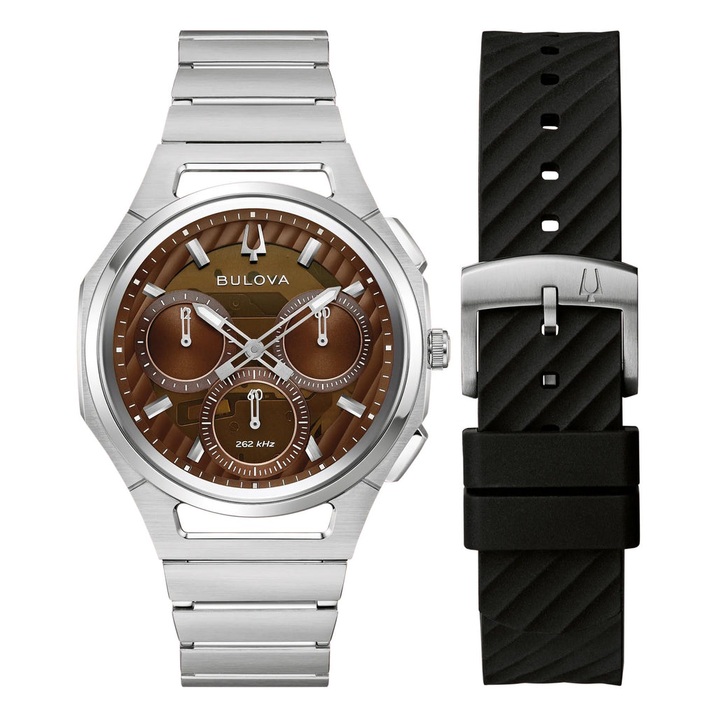 Brown Dial Stainless Steel Chronograph Watch Set 41.5mm T36844
