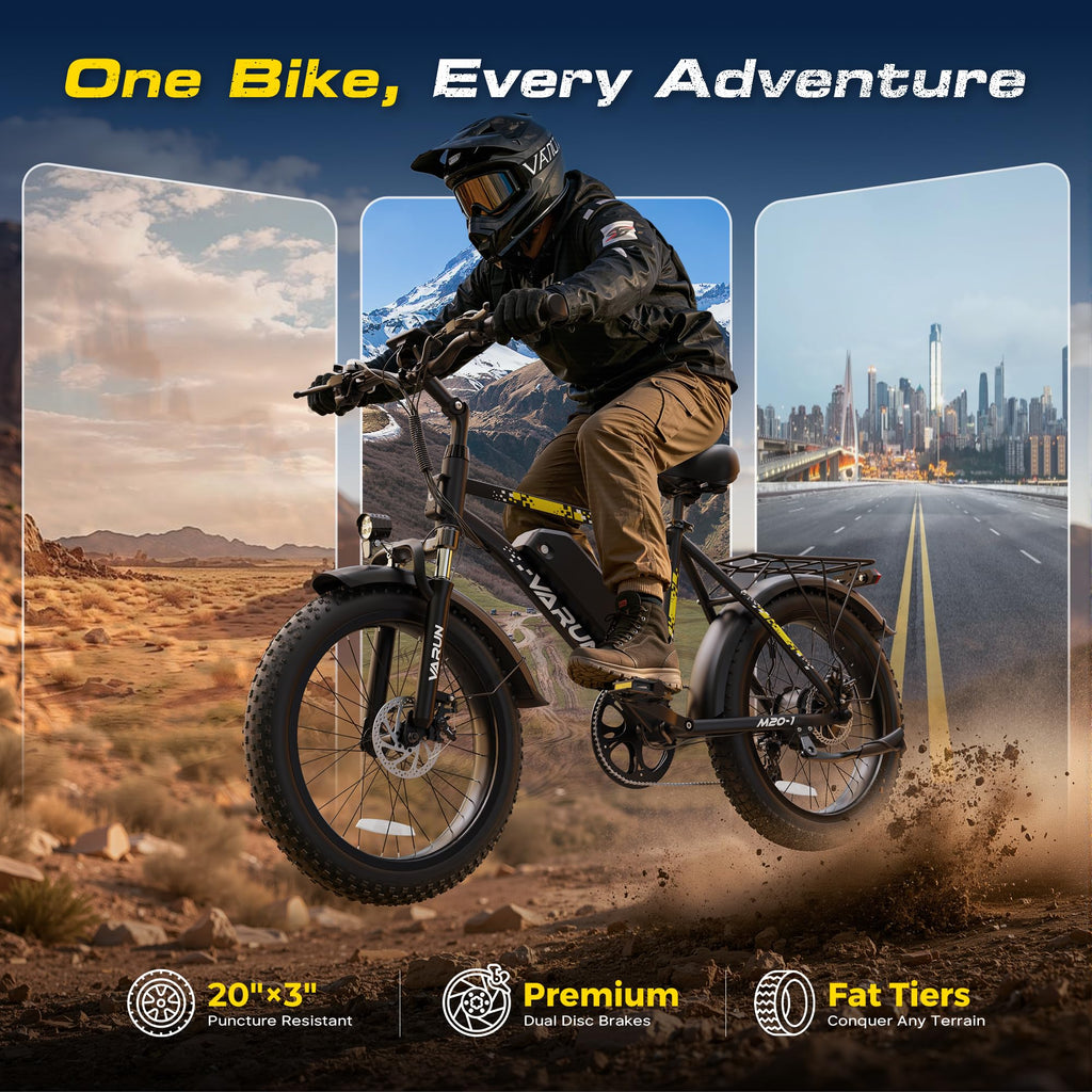1000W Peak Motor 60+ Miles Fat Tire 20" Electric Bike L677