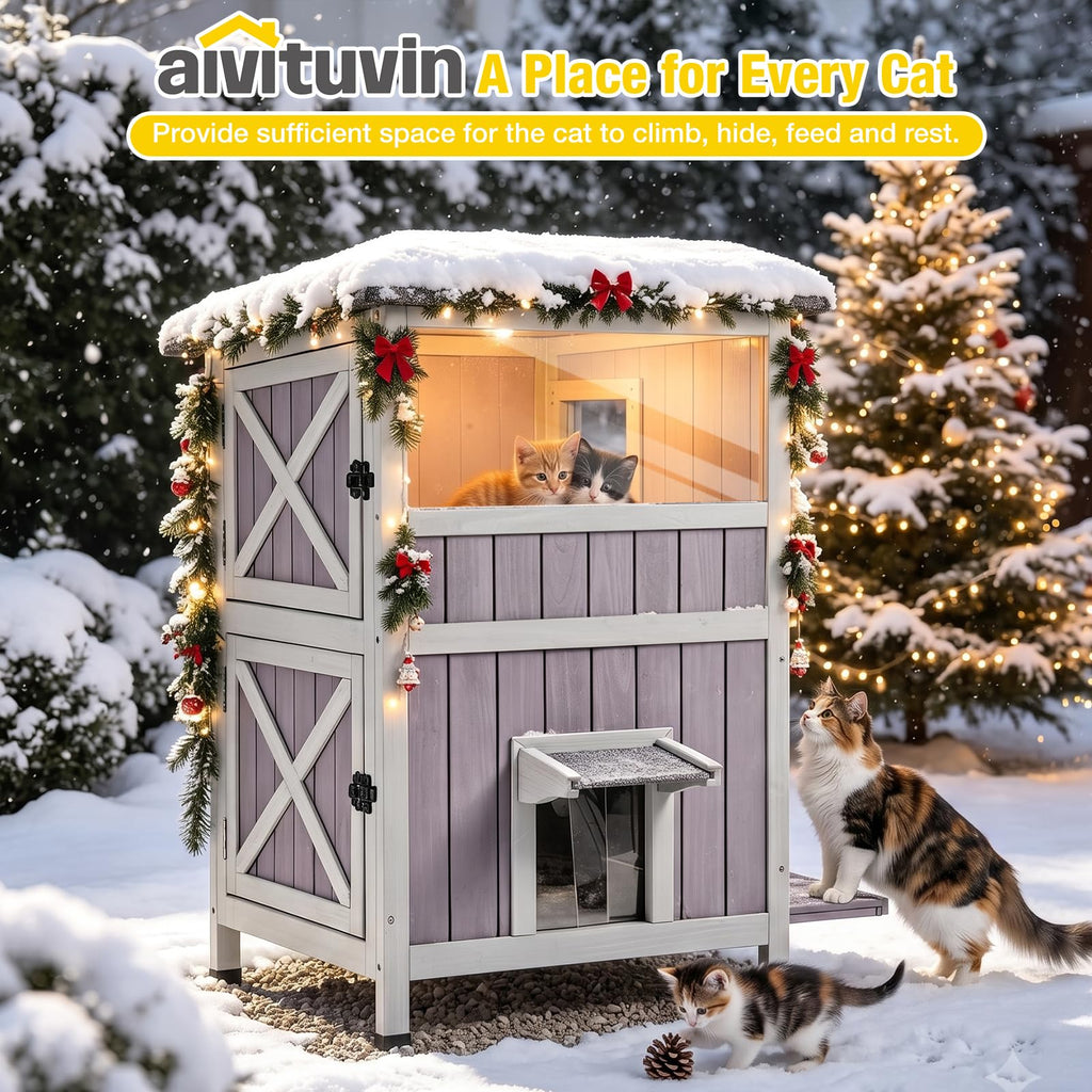 2-Story Heated Waterproof Cat House O5373