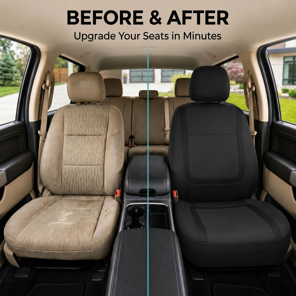 Cloth Car Seat Covers Front Set Black O5761
