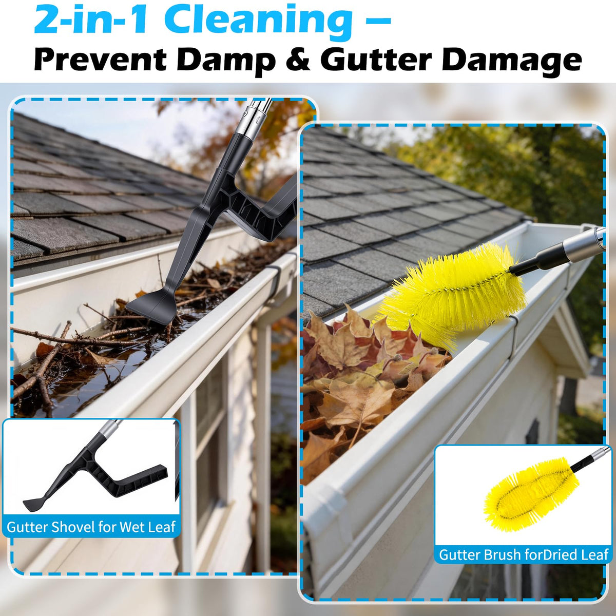 13FT Adjustable Gutter Cleaning Brush Kit with Shovel V97983