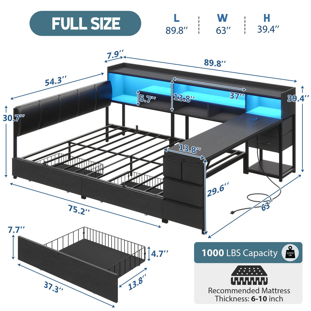 Corner Bed with Storage and Desk Y366