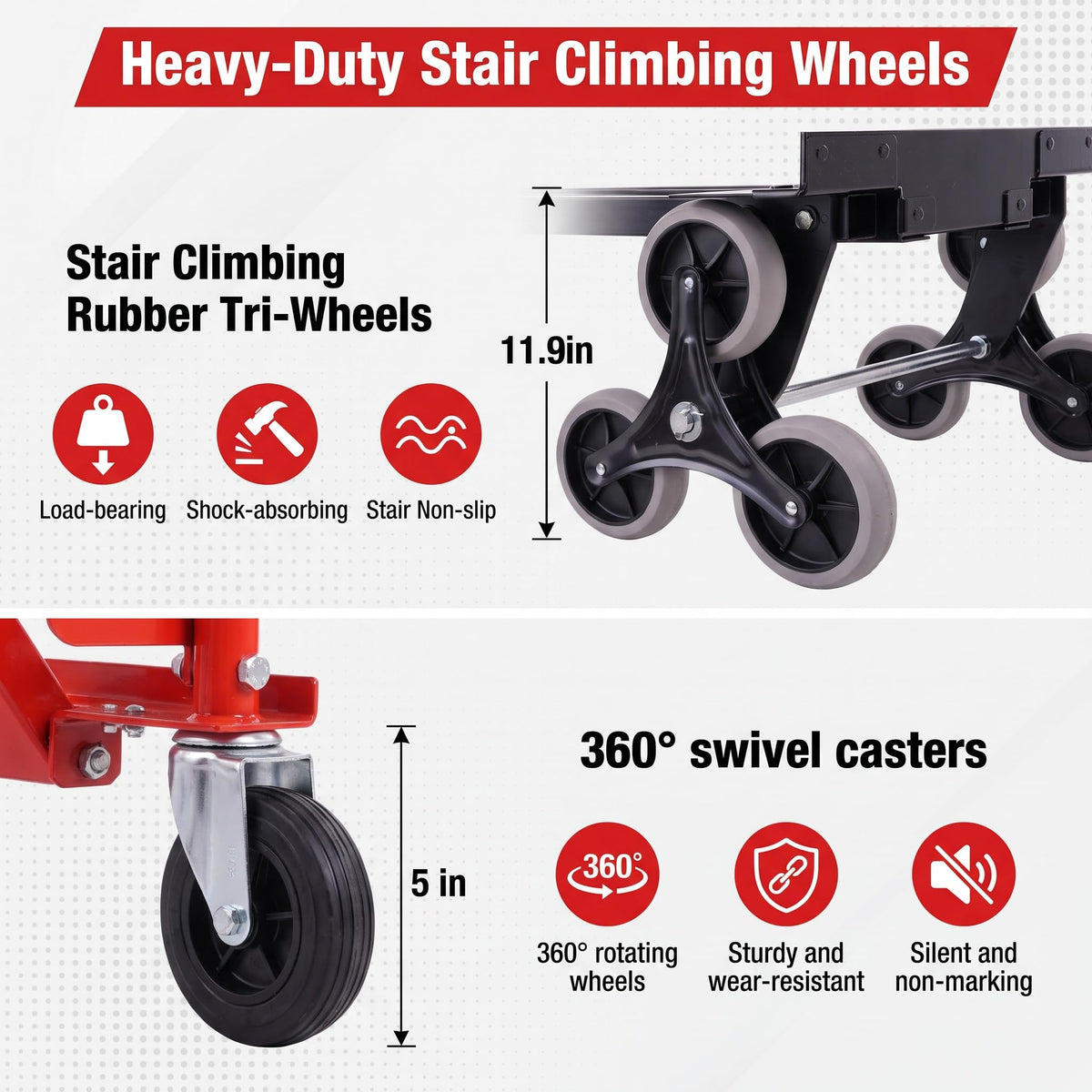 Heavy Duty 1000LBS Stair Climbing Convertible Hand Truck Cart with Solid Wheels Z763