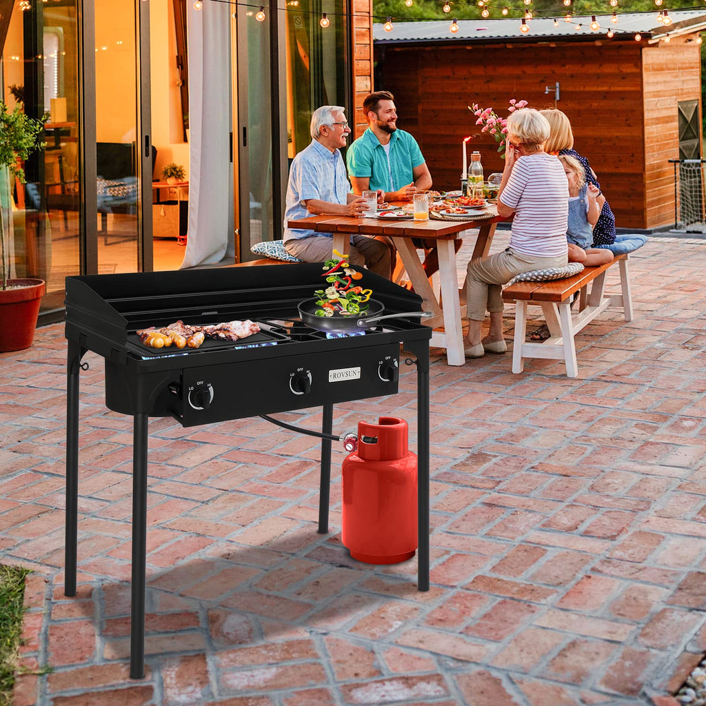 3 Burner Outdoor Propane Gas Stove with Windpanel U43044