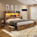 Full Bed Frame with Bookcase Headboard & Storage D1492