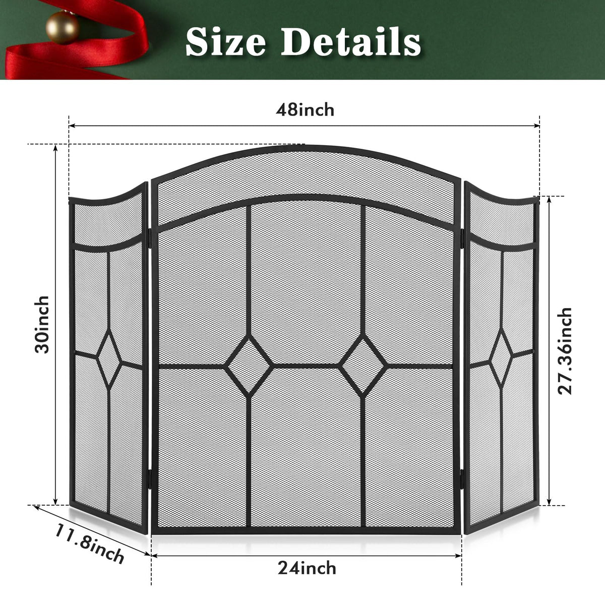 Fireplace Screen 3 Panel 48" x 30" Q656528