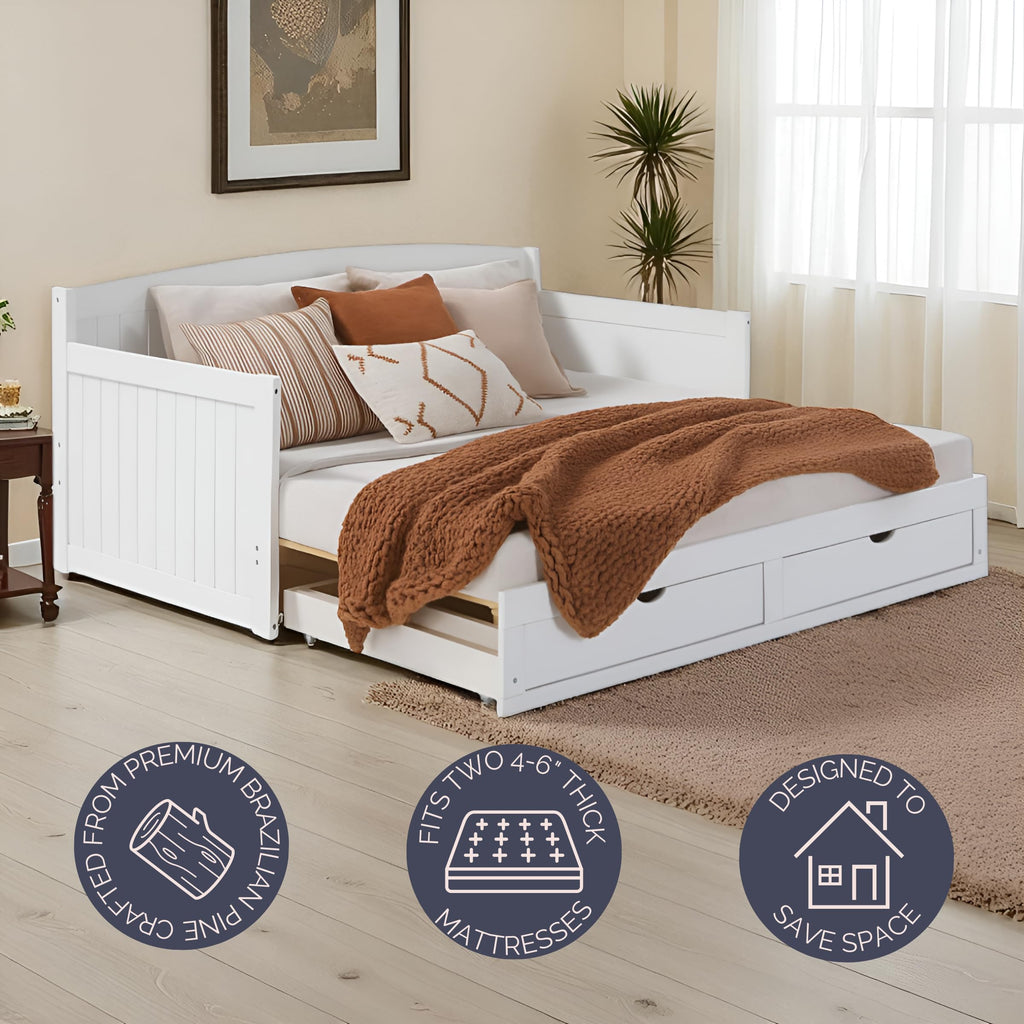 White Extendable Daybed with Trundle G183615
