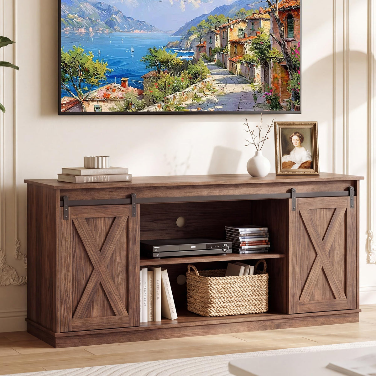 65 Inch Rustic Brown Farmhouse TV Stand M367