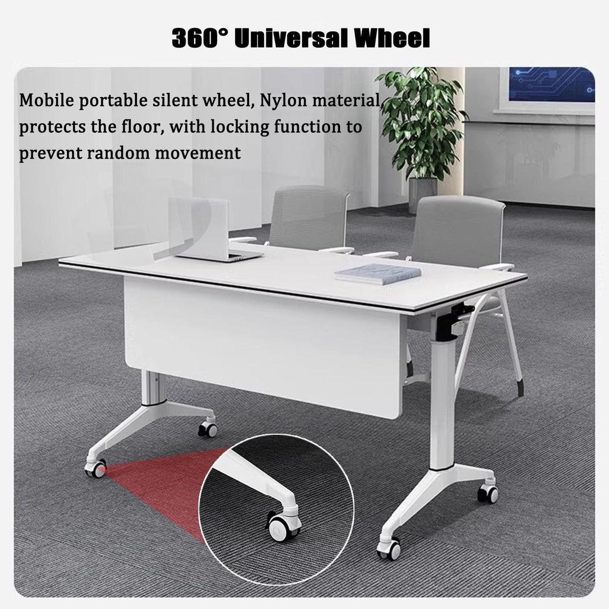 Wooden Folding Table with 360° Wheels O623527