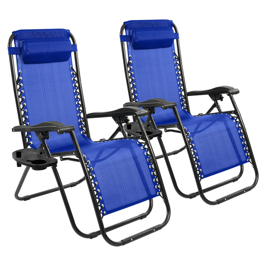 Zero Gravity Chair Set of 2 with Cup Holder Blue K786570