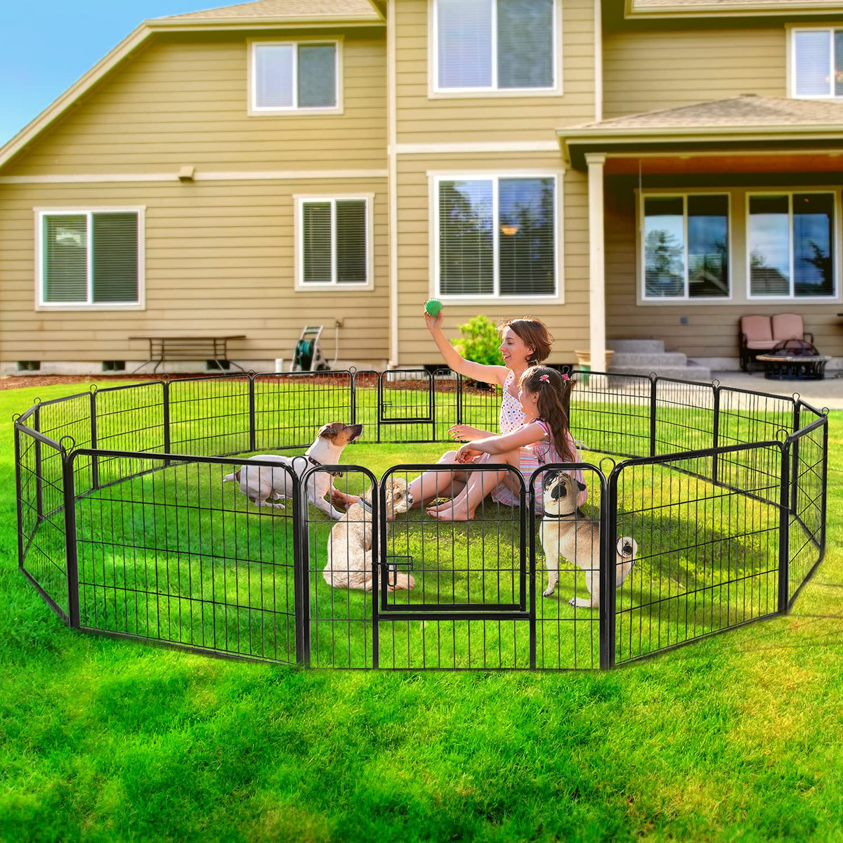 24 Inch 16 Panels Metal Dog Playpen H1546