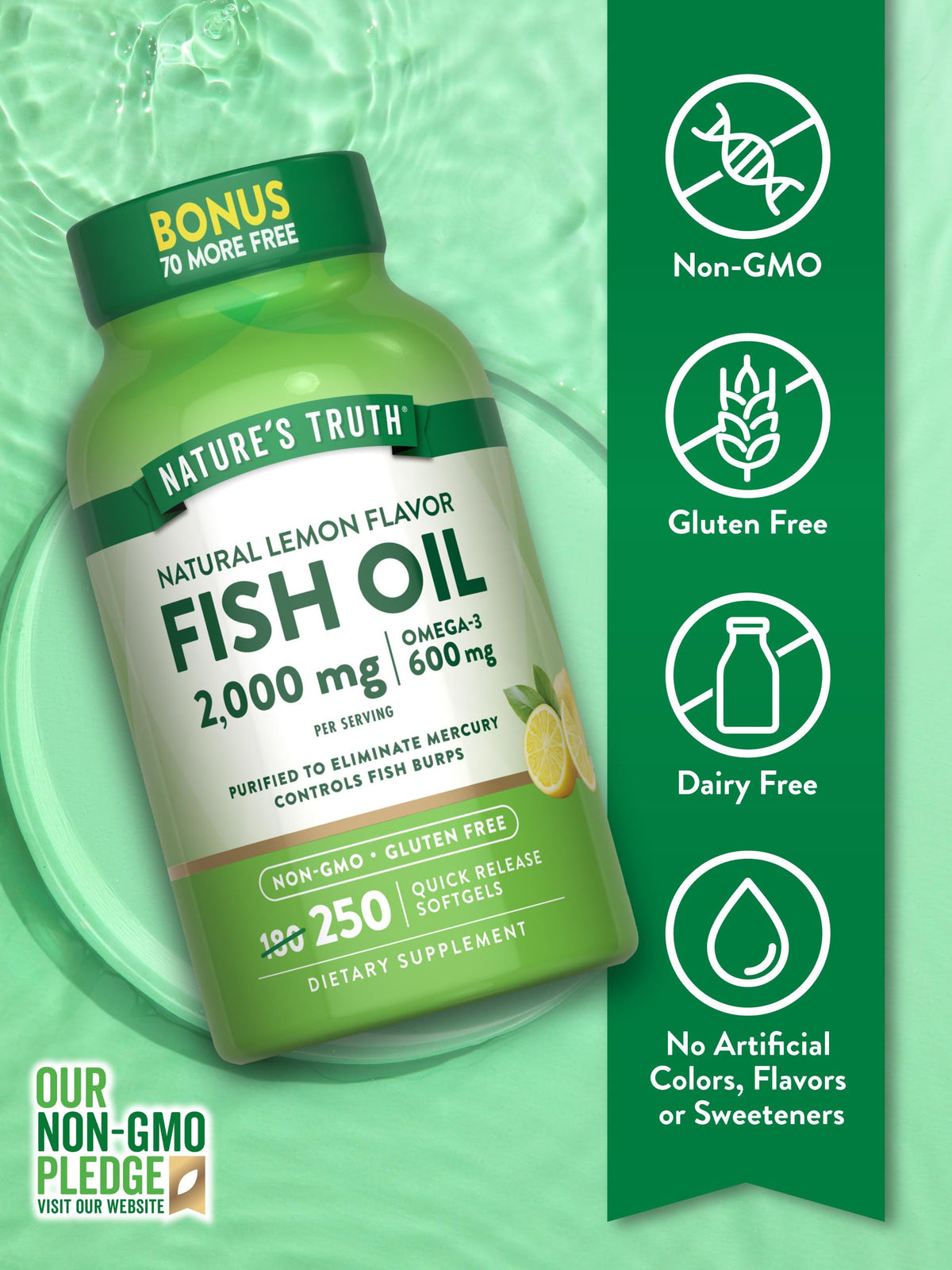 Fish Oil 2000 mg 600 mg Omega 3 250 Softgels V5487